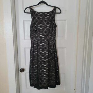 Maggy London Black Beige lace midi dress size 4